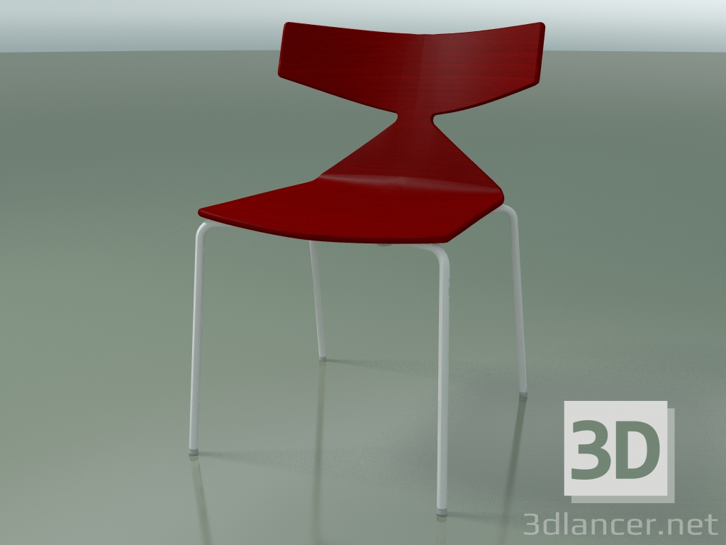 3D Modell Stapelbarer Stuhl 3701 (4 Metallbeine, Rot, V12) - Vorschau