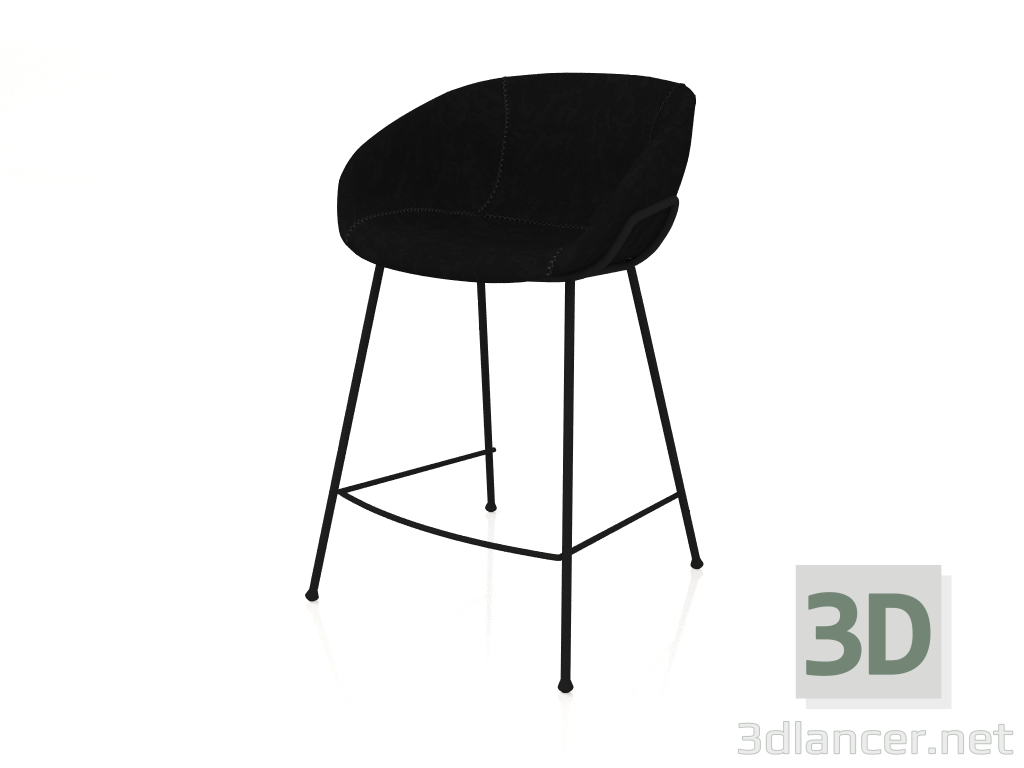 3D modeli Feston Yarım Bar Sandalyesi 65 cm (Siyah) - önizleme