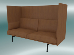 Doppelsofa mit hoher Rückenlehne Outline (Refine Cognac Leather, Black)