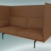 3d model Sofá doble con contorno de respaldo alto (Refine Cognac Leather, Black) - vista previa