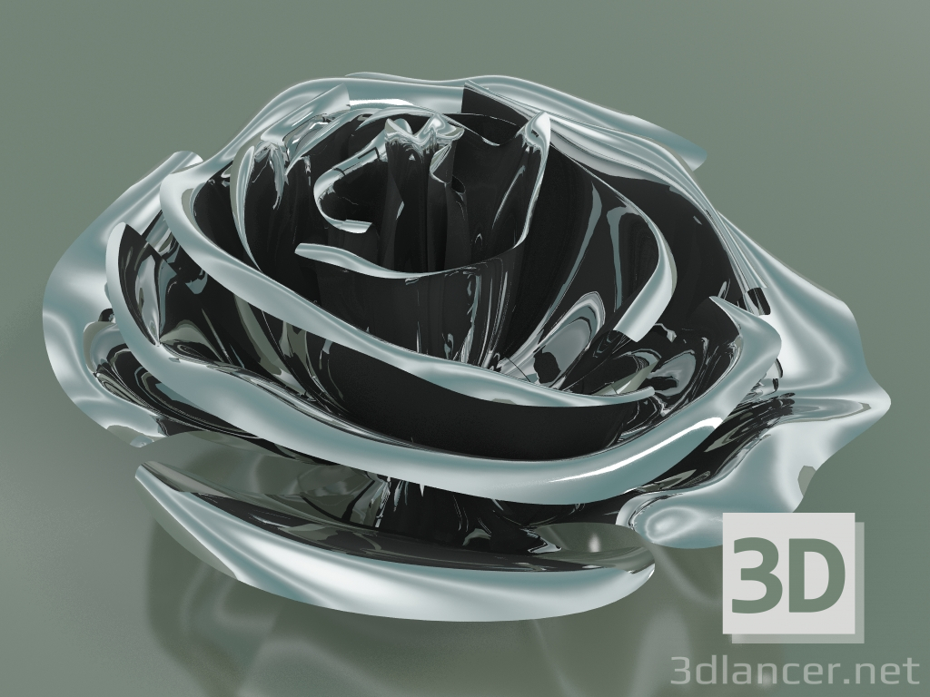 3d model Elemento decorativo rosa (P 13 cm, platino) - vista previa