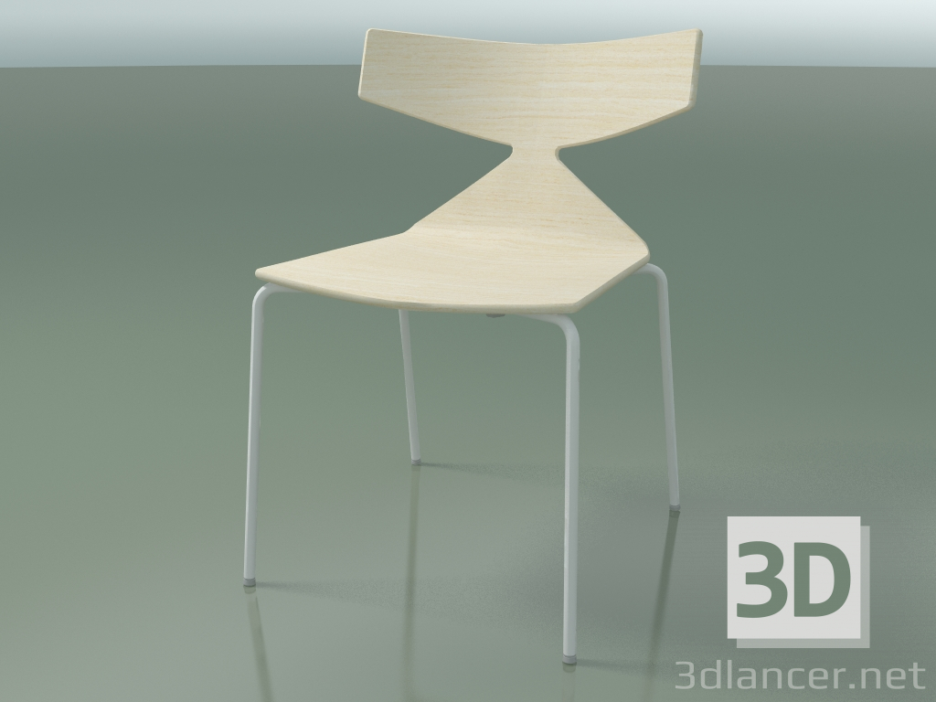 3d model Silla apilable 3701 (4 patas de metal, blanco, V12) - vista previa