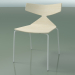 3d model Stackable chair 3701 (4 metal legs, White, V12) - preview