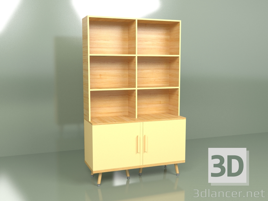 3d model Estantería Woodi (amarillo ocre) - vista previa