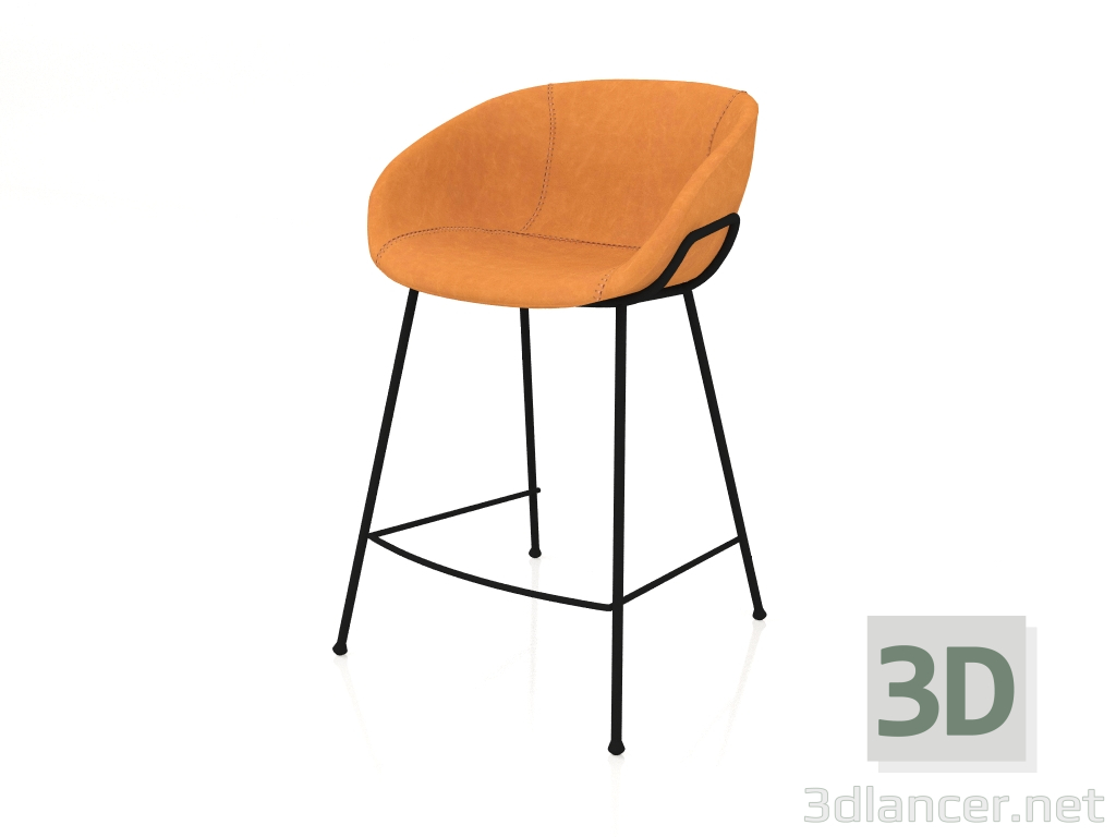 3D modeli Feston Yarım Bar Sandalyesi 65 cm (Kahverengi) - önizleme