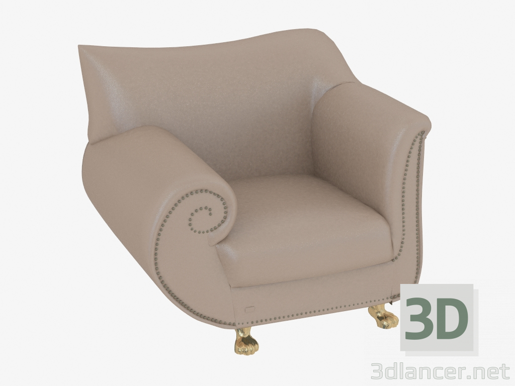 Modelo 3d Poltrona de couro em estilo art-deco A210r - preview