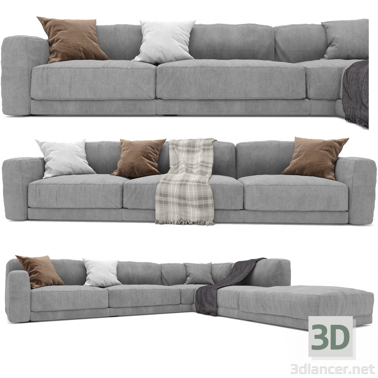 3d Paris Seoul Sofa Poliform model buy - render