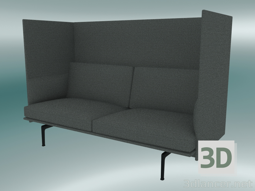 3d model Double sofa with high back Outline (Remix 163, Black) - preview