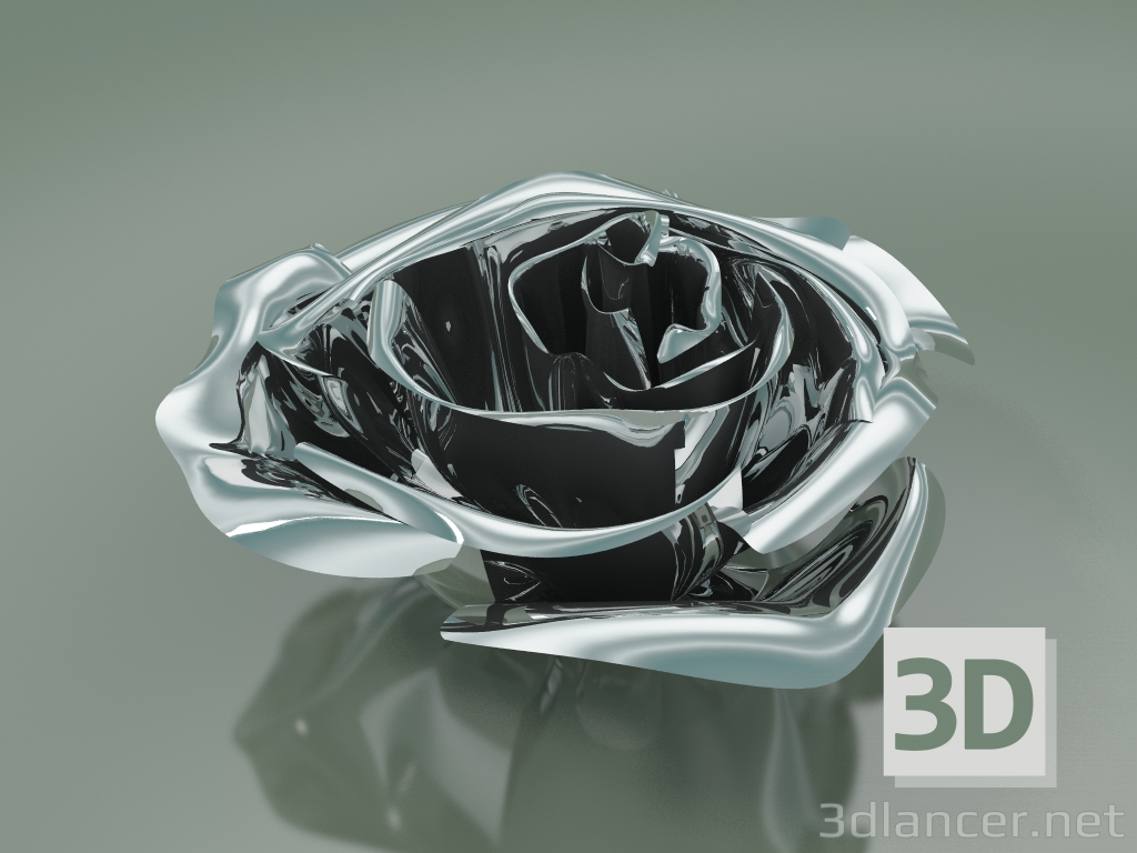 3D modeli Dekor Elemanı Gül (D 10cm, Platin) - önizleme