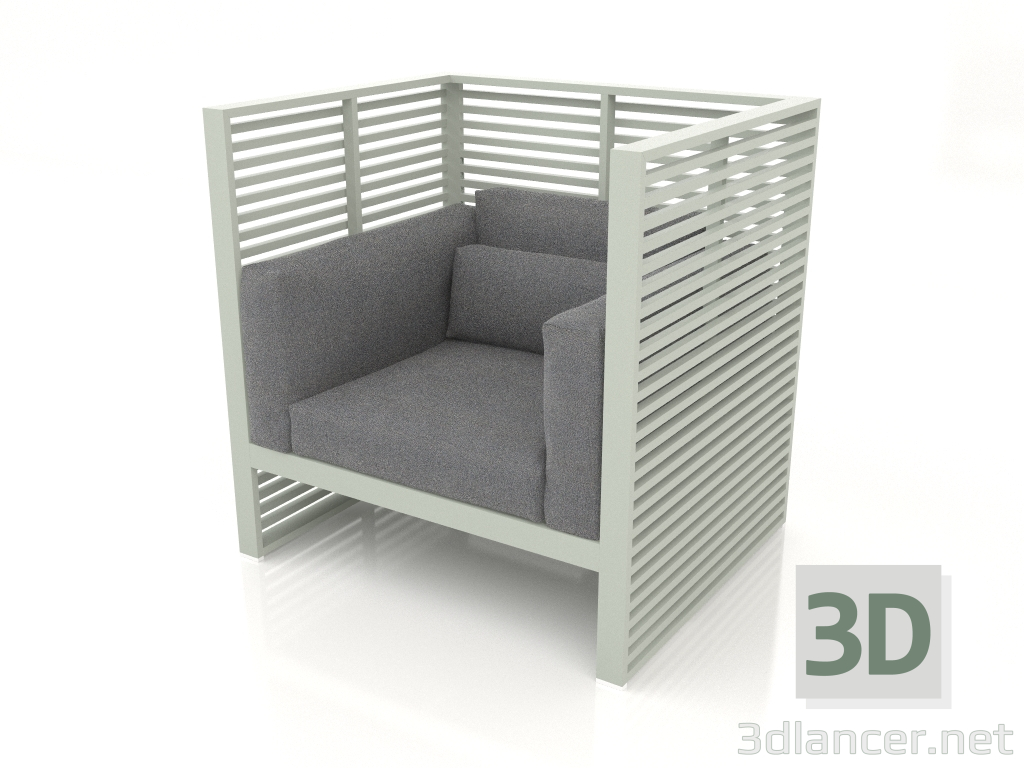 modello 3D Poltrona lounge Normando con schienale alto (Grigio cemento) - anteprima