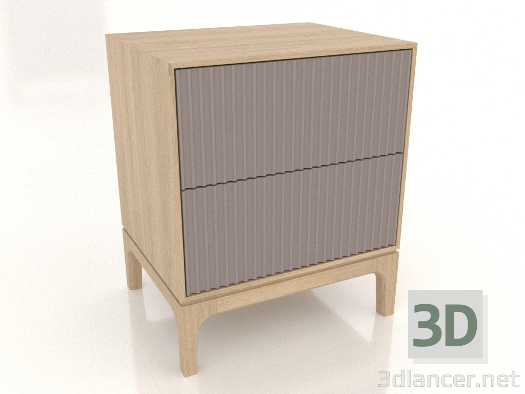3d model FARGO bedside table 2 drawers with milled facades (platinum, lightened oak, option 1) - preview