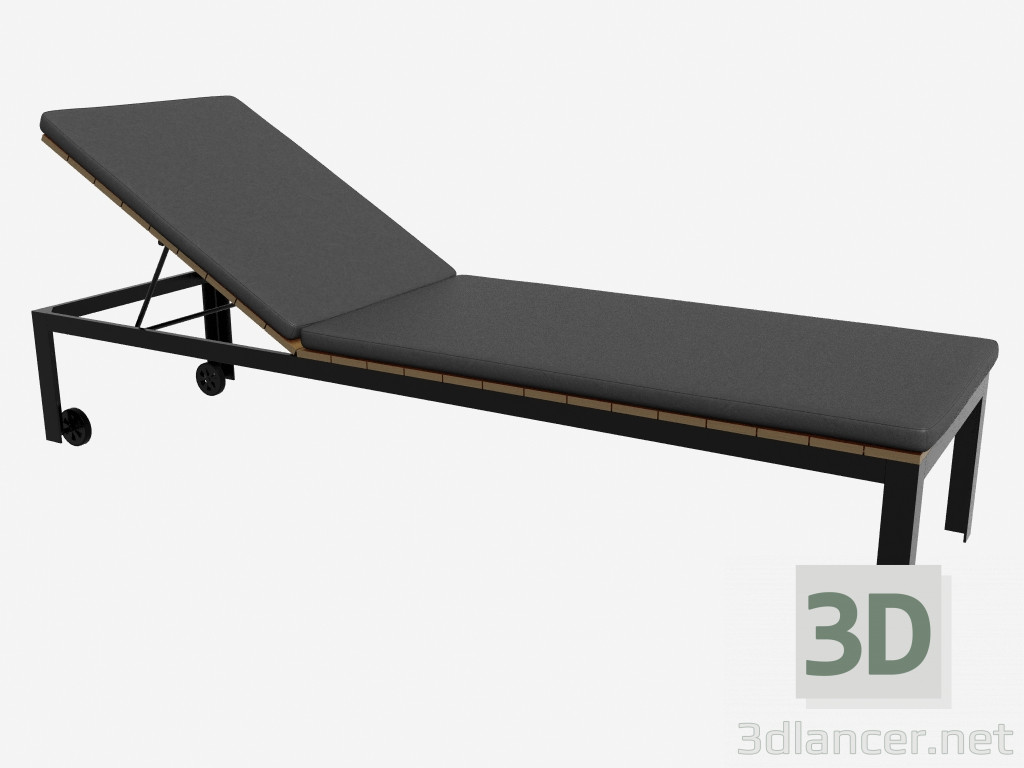 Modelo 3d Chaise longue com revestimento suave (cabeça levantada, escuro) - preview