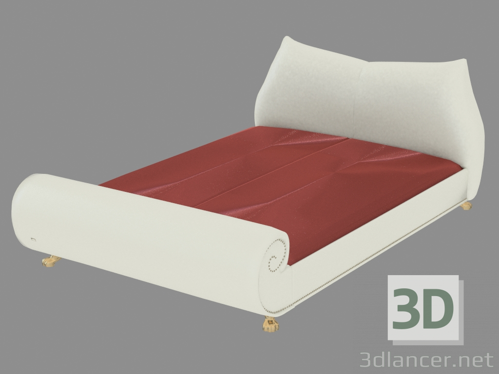 Modelo 3d Cama dupla com estofamento de couro W210 - preview