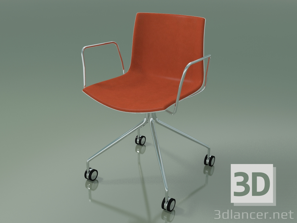 3d model Silla 0462 (4 ruedas, con reposabrazos, con tapizado delantero, polipropileno PO00101) - vista previa