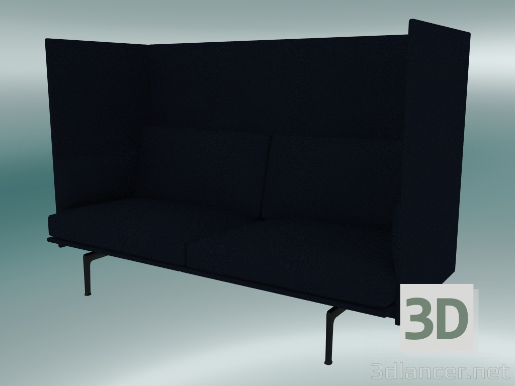 modello 3D Divano doppio con schienale alto Outline (Vidar 554, Nero) - anteprima