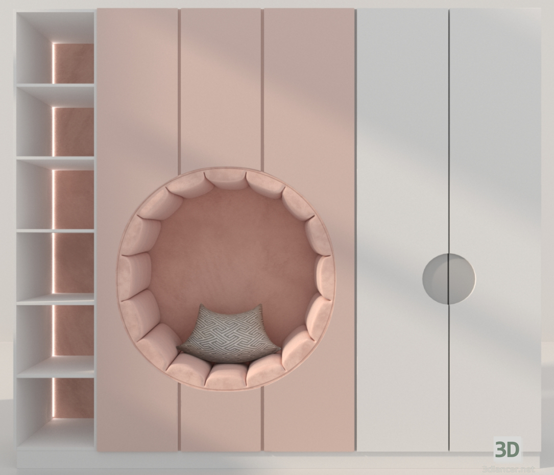 modèle 3D de Armoire - mur dans la chambre de bébé acheter - rendu