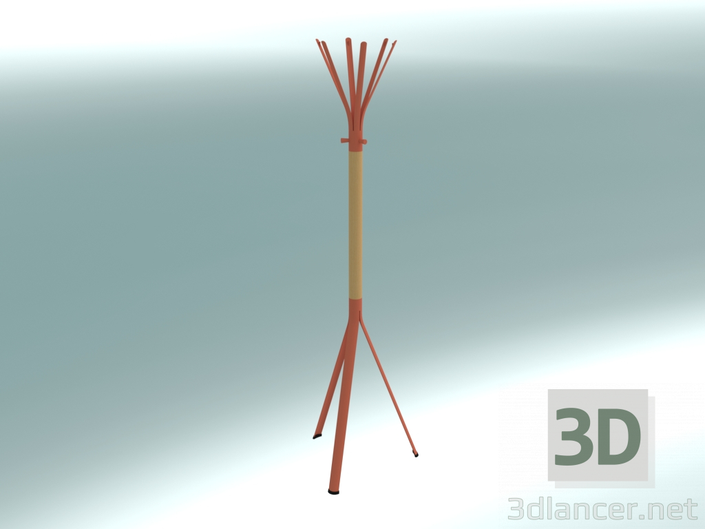 3d model Percha (N02, columna de madera) - vista previa