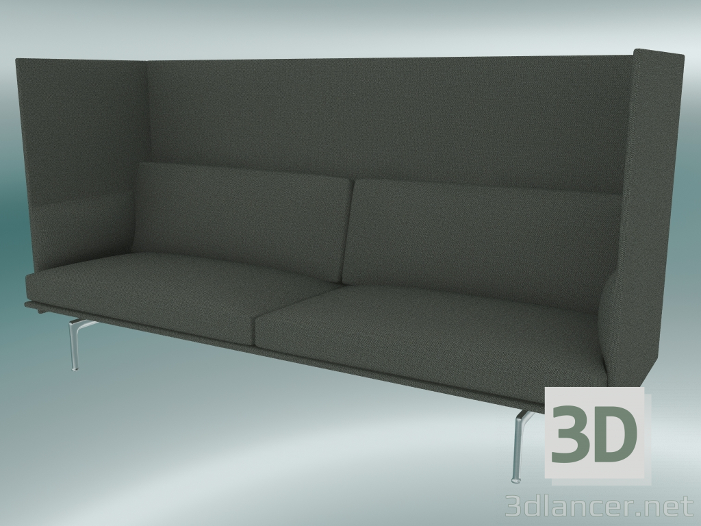 3d model Triple sofa with high back Outline (Fiord 961, Polished Aluminum) - preview