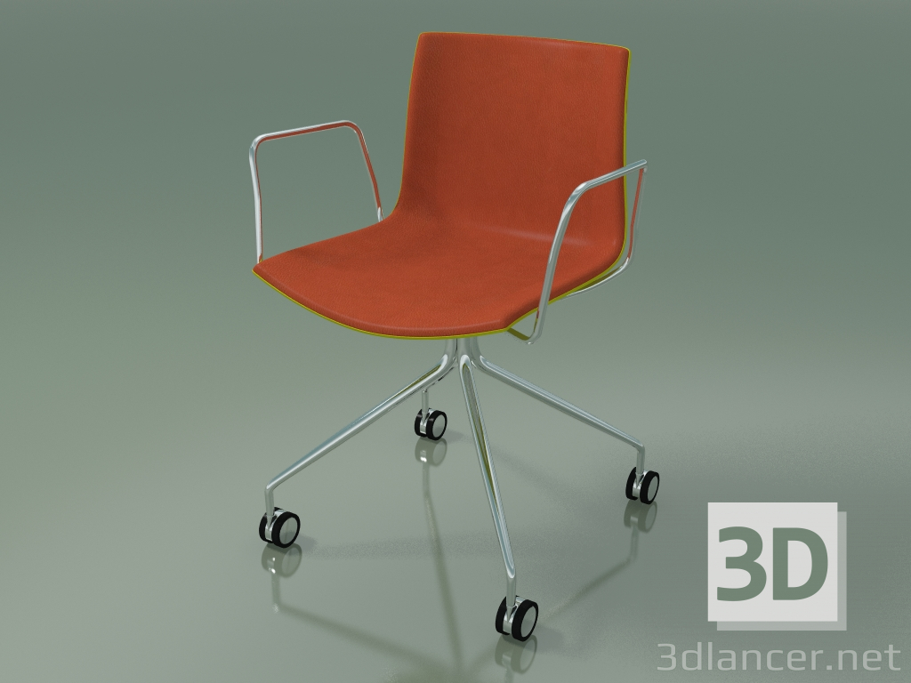 3d model Chair 0462 (4 castors, with armrests, with front trim, polypropylene PO00118) - preview