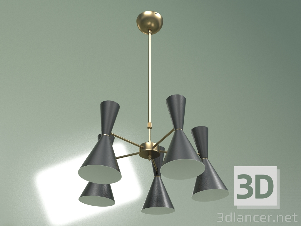 Modelo 3d Candeeiro de tecto Stilnovo Estilo 5 luzes (preto) - preview