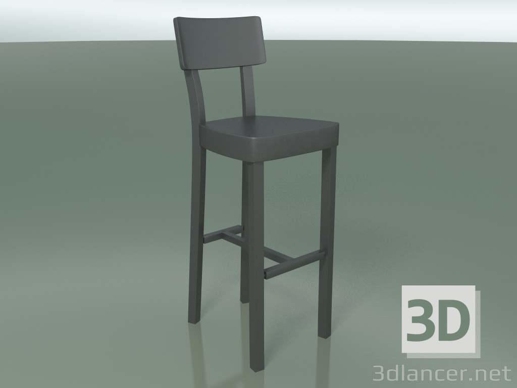 modello 3D Sgabello da bar in ghisa verniciato a polvere, esterno InOut (28, alluminio laccato grigio) - anteprima