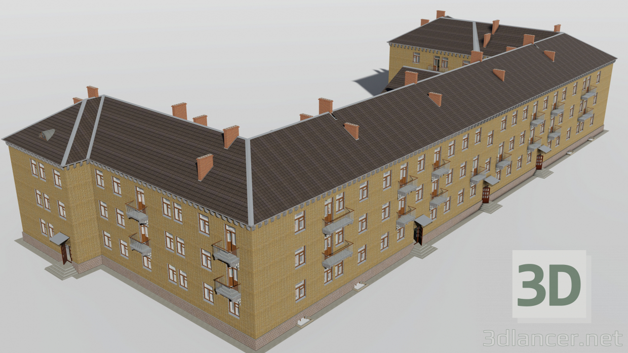 modèle 3D de Bâtiment de trois étages 1-353-5 avec les locaux de KBO acheter - rendu