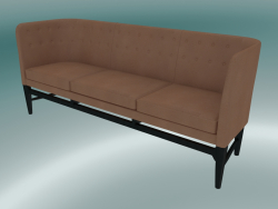 Canapé Triple Mayor (AJ5, H 82cm, 62x200cm, Chêne teinté noir, Cuir - Soie Cognac)