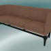 3D Modell Dreisofa Mayor (AJ5, H 82 cm, 62 x 200 cm, Eiche schwarz gebeizt, Leder - Cognac-Seide) - Vorschau