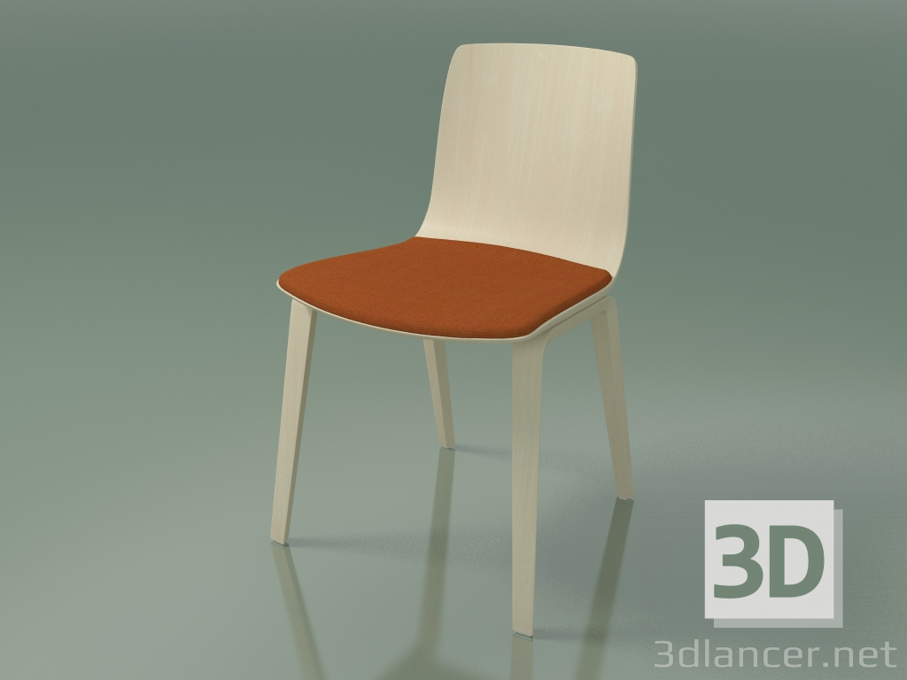 3D modeli Sandalye 3978 (4 ahşap ayak, koltukta bir yastık ile, beyaz huş ağacı) - önizleme