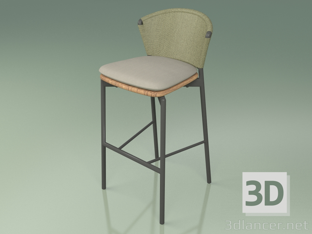 3d model Taburete de bar 050 (Olivo, Metal Ahumado, Teca) - vista previa