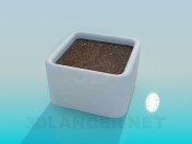 Square pot for plants with soil