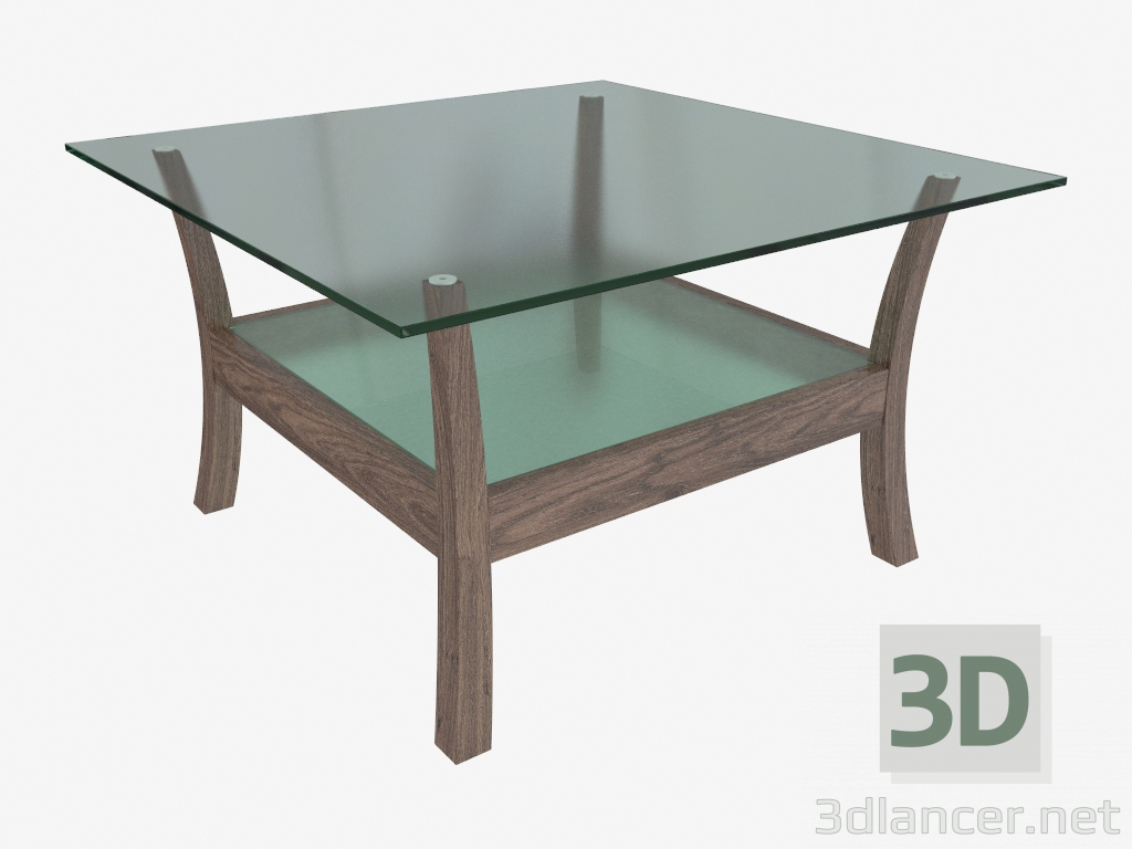 3d model Coffee table with a glass table top (70x70x41) - preview