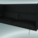 modello 3D Divano triplo con schienale alto Outline (Refine Black Leather, Aluminium Lucidato) - anteprima