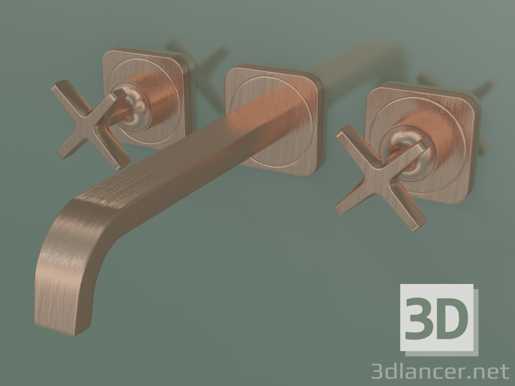 3d модель Смеситель для раковины на 3 отверстия, скрытого монтажа (36107310, Brushed Red Gold) – превью