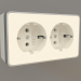 3d model Double socket with grounding (ivory) - preview