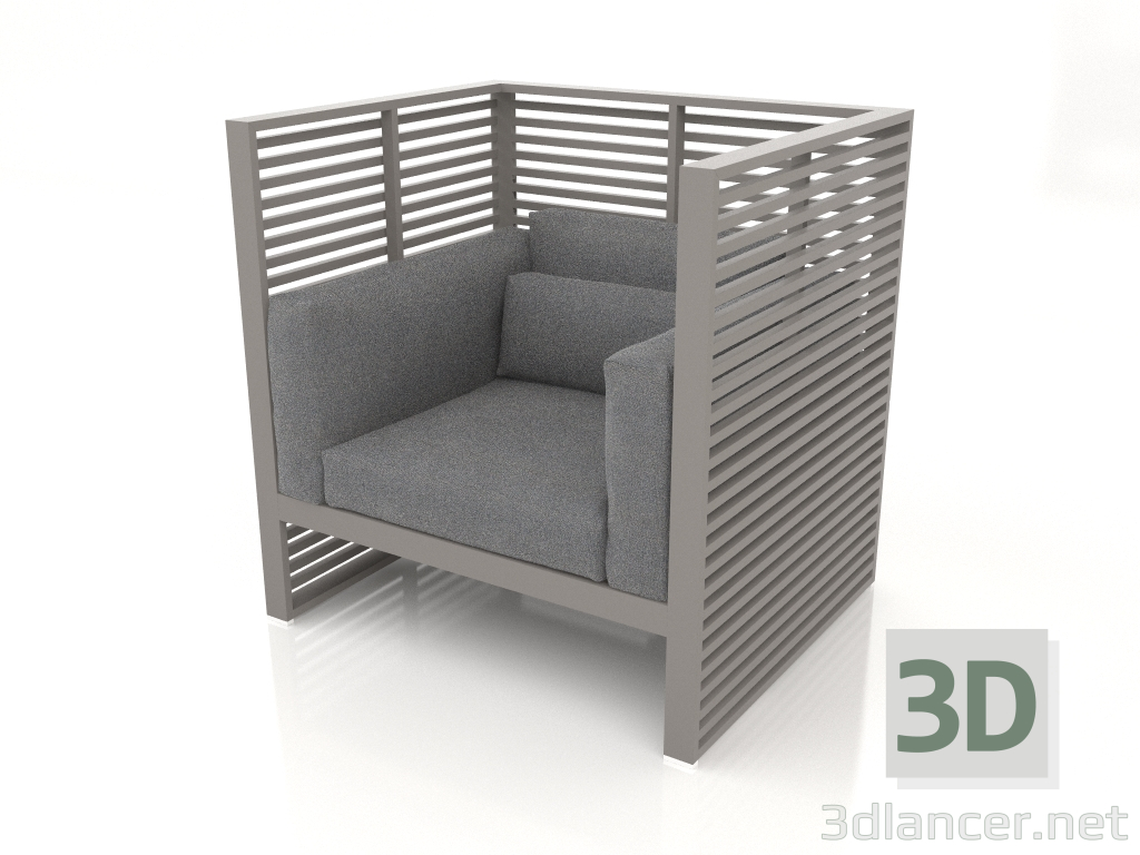 modello 3D Poltrona lounge Normando con schienale alto (grigio quarzo) - anteprima