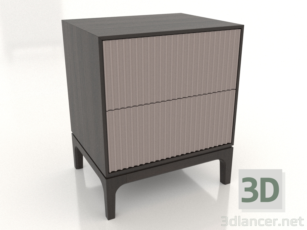 3d model Mesita de noche FARGO 2 cajones con frontales fresados (platino, roble wengué, opción 1) - vista previa