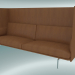 3D Modell Dreisofa mit hoher Rückenlehne Outline (Refine Cognac Leather, Polished Aluminium) - Vorschau