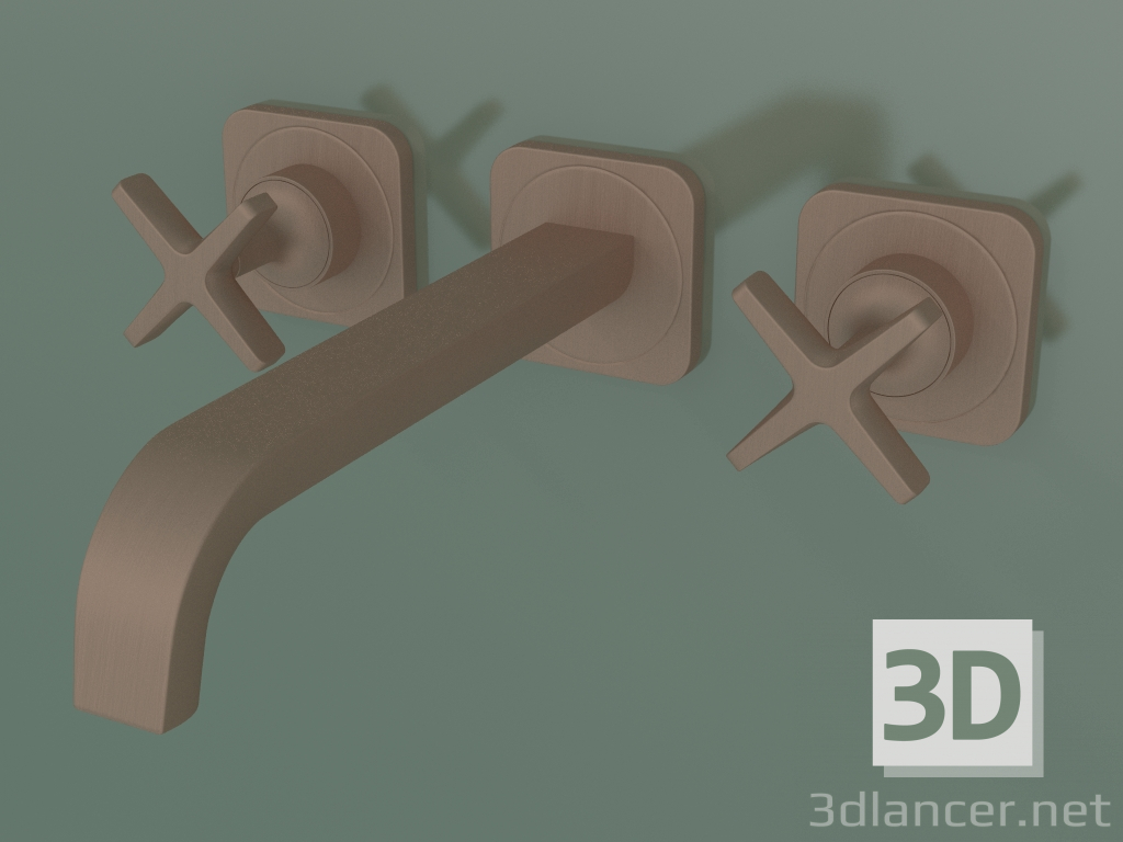 3d model Mezclador de lavabo de 3 orificios para instalación empotrada (36107140, Bronce cepillado) - vista previa