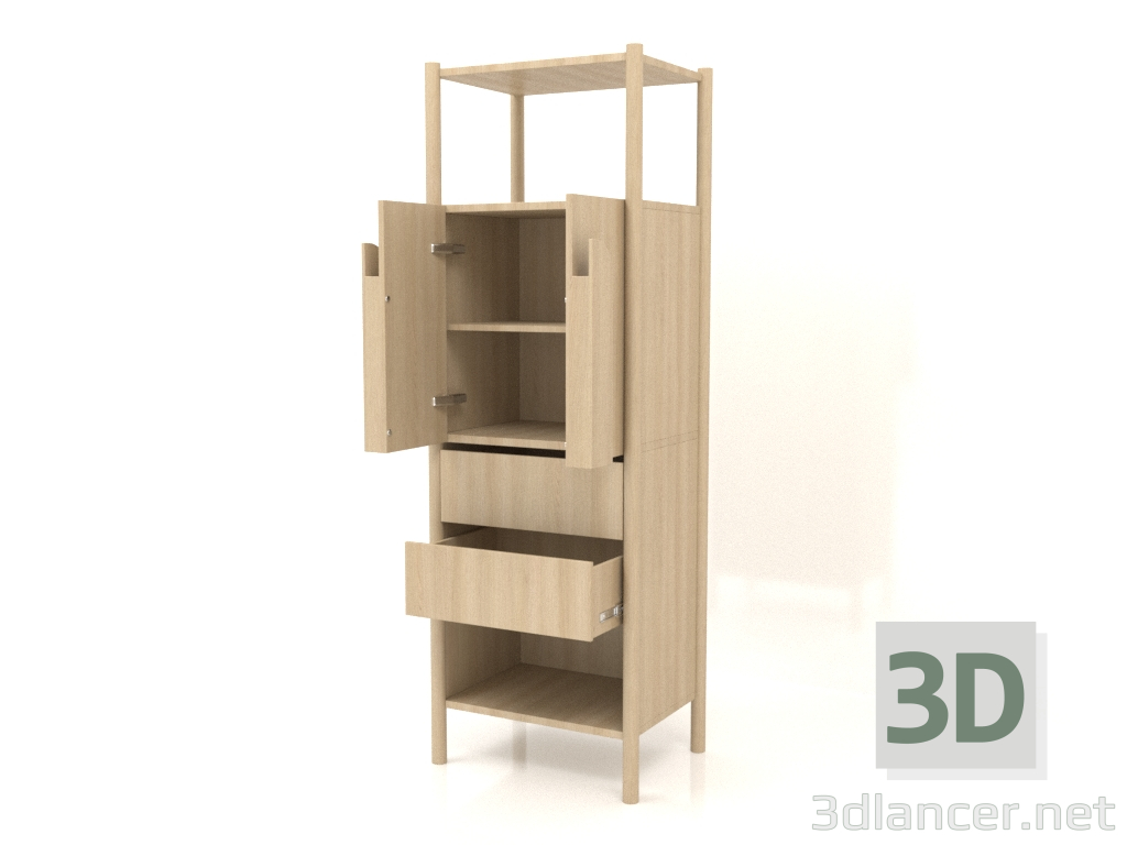 3d модель Стеллаж ST 05 (открытый, 600х450х1800, wood white) – превью