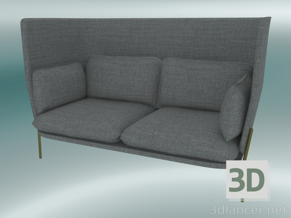 modello 3D Divano divano (LN6, 90x180 H 115 cm, gambe bronzate, Hot Madison 724) - anteprima