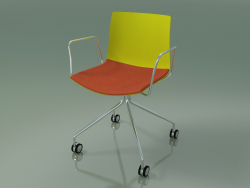 Silla 0457 (4 ruedas, con reposabrazos, con cojín de asiento, polipropileno PO00118)