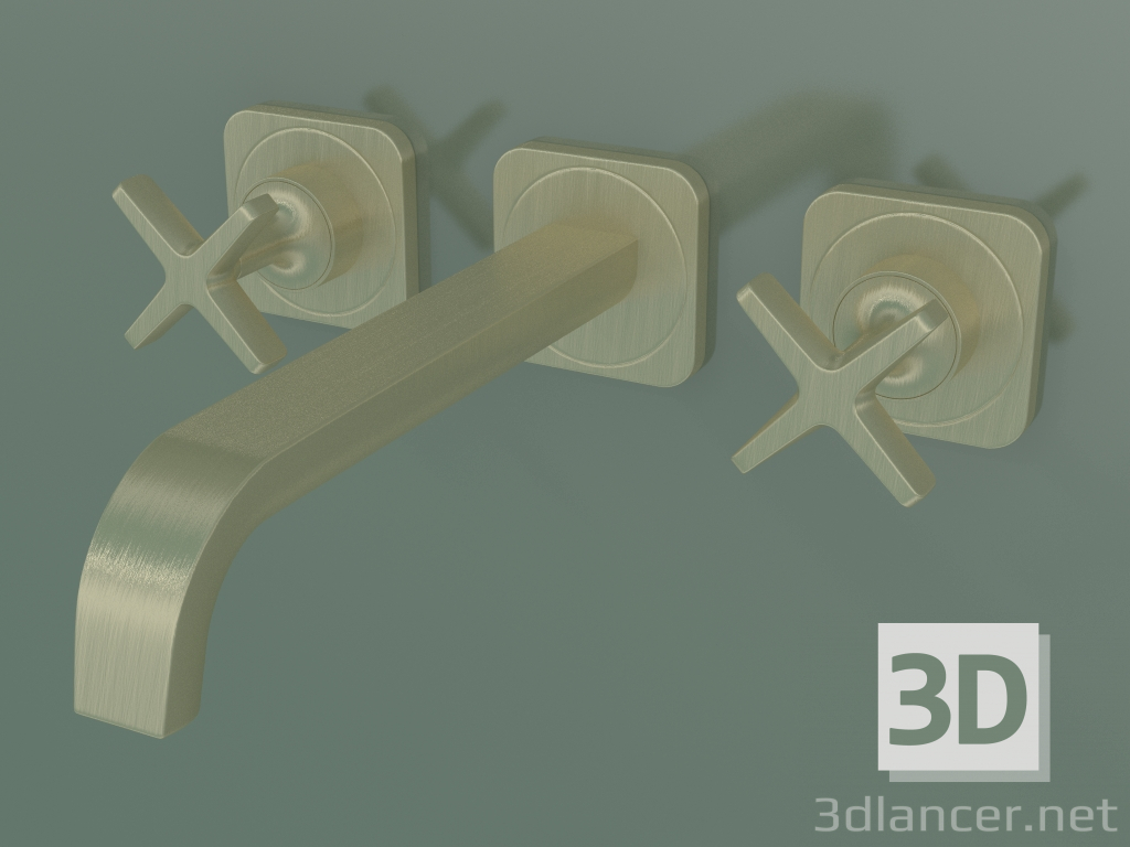 3d model 3-hole basin mixer for concealed installation (36107250, Brushed Gold Optic) - preview