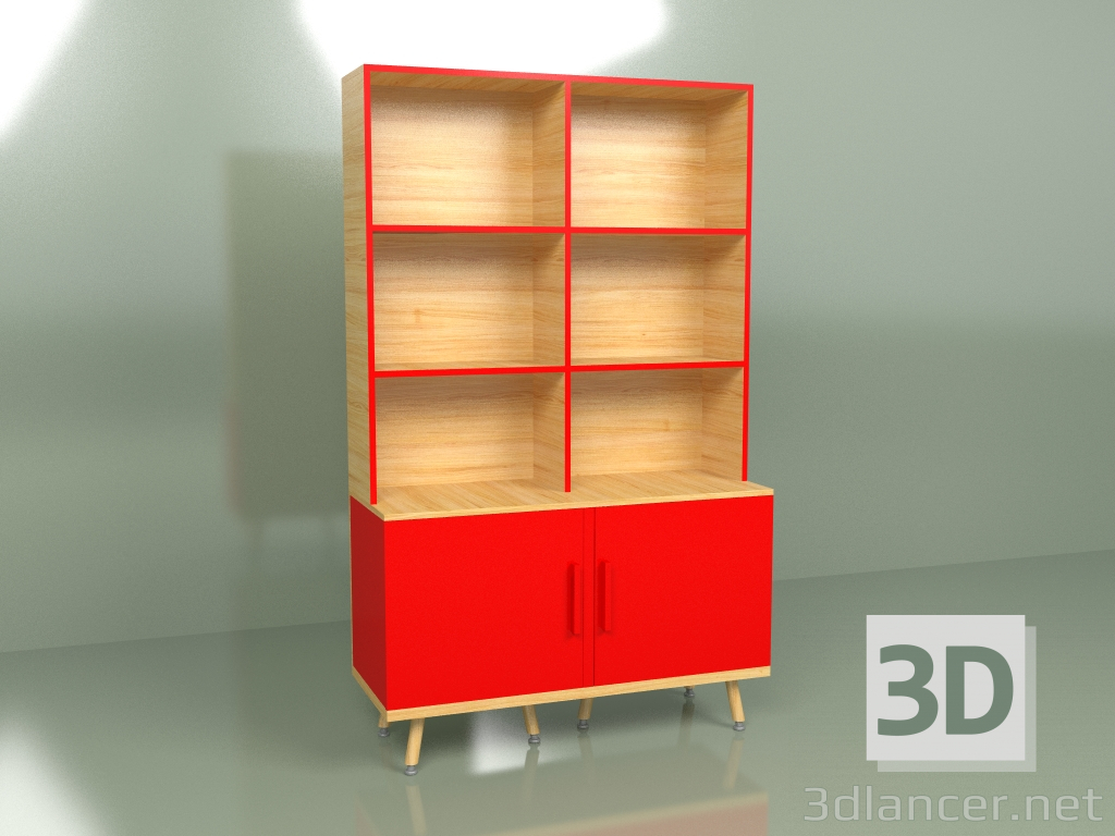 Modelo 3d Estantes Woodi (vermelho) - preview