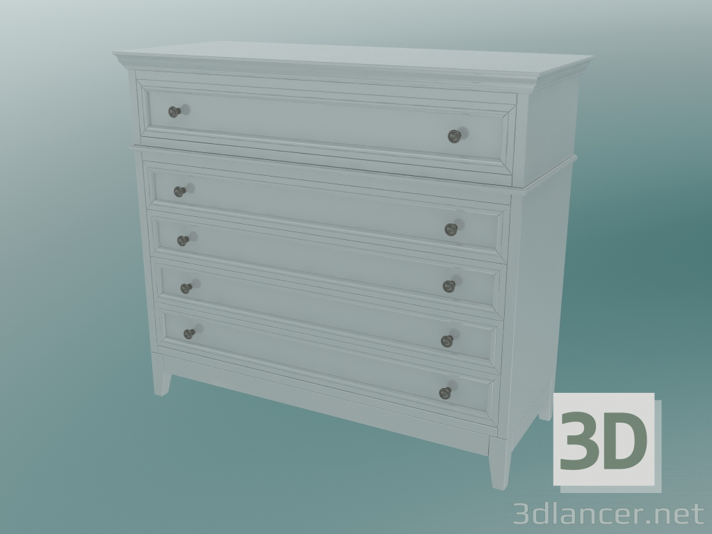 3d model Chest of drawers with legs (White) - preview