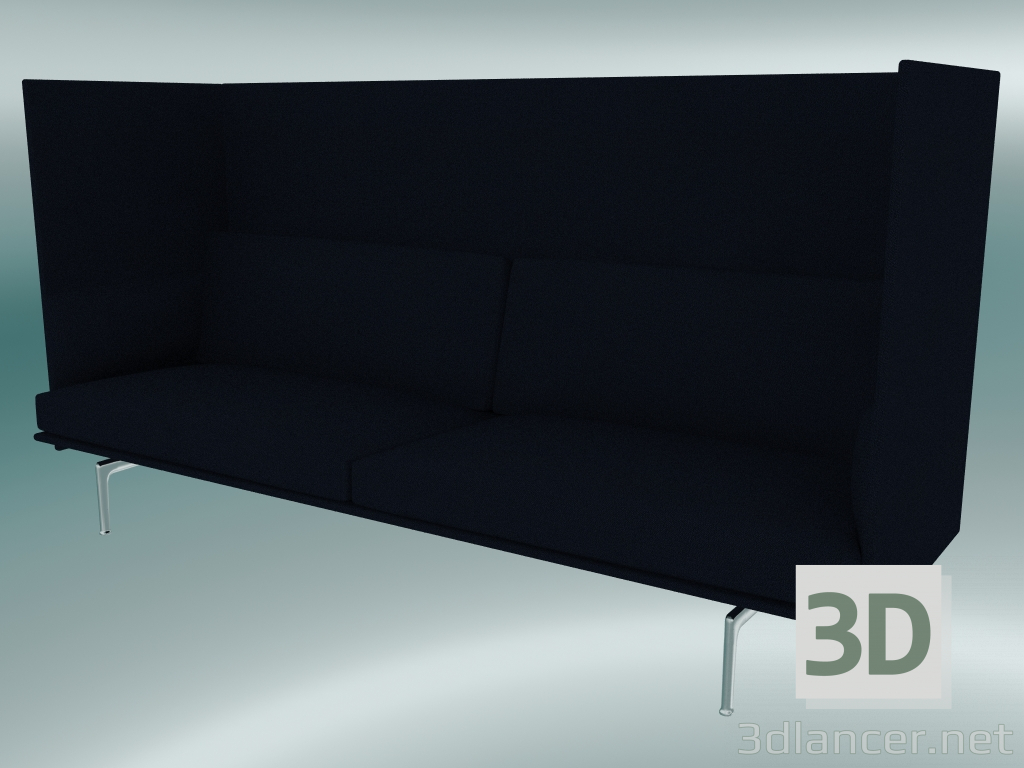 3d model Sofá triple con contorno de respaldo alto (Vidar 554, aluminio pulido) - vista previa