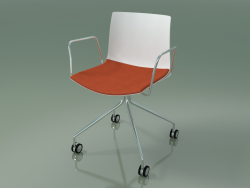 Silla 0457 (4 ruedas, con reposabrazos, con una almohada en el asiento, polipropileno PO00101)