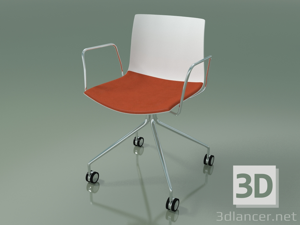 3d model Silla 0457 (4 ruedas, con reposabrazos, con una almohada en el asiento, polipropileno PO00101) - vista previa