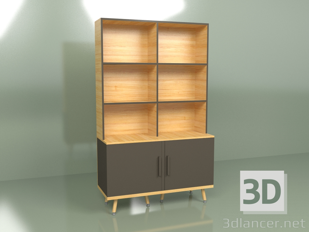 3d model Estantería Woodi (marrón oscuro) - vista previa