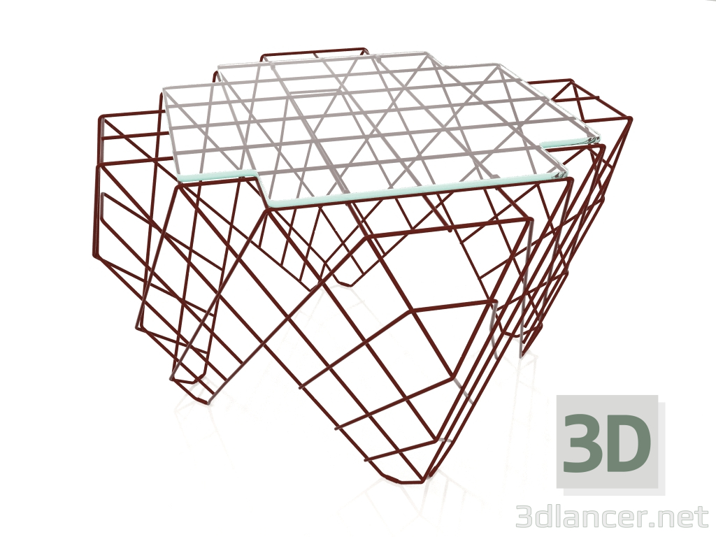 3D Modell Niedriger Couchtisch (Weinrot) - Vorschau